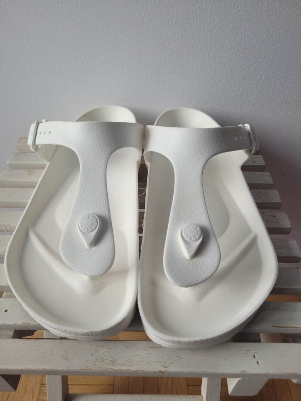 Birkenstock "Gizeh" Eva White Sandals-Size 40